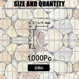 1000Pcs 3/8" Galvanized Hog Rings Assortment Kit, Professional Hog Rings Installation Kit for Bungee Shock, Cords, Animal Pet Cages