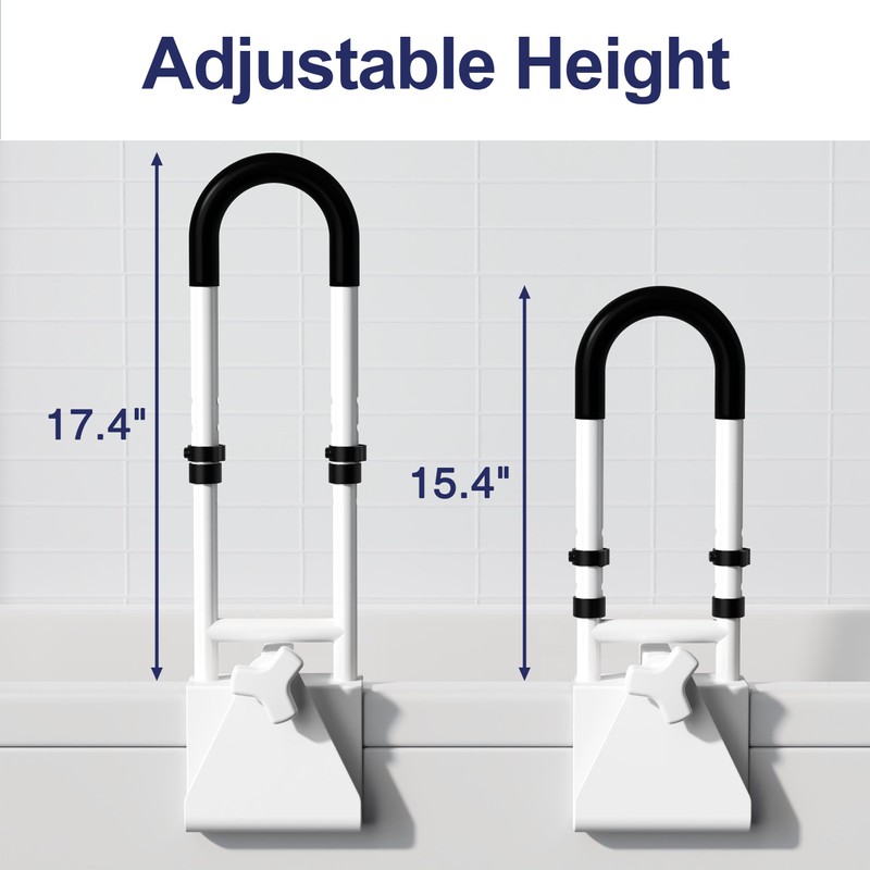 Adjustable Height Bathtub Handle Grab Bar, Bathtub Safety Rail &