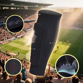 CHANXIUZAI Football Accessories Children, Shin Pads Children's Football, Breathable and Non-Slip Shin Pads Children (Black, M)