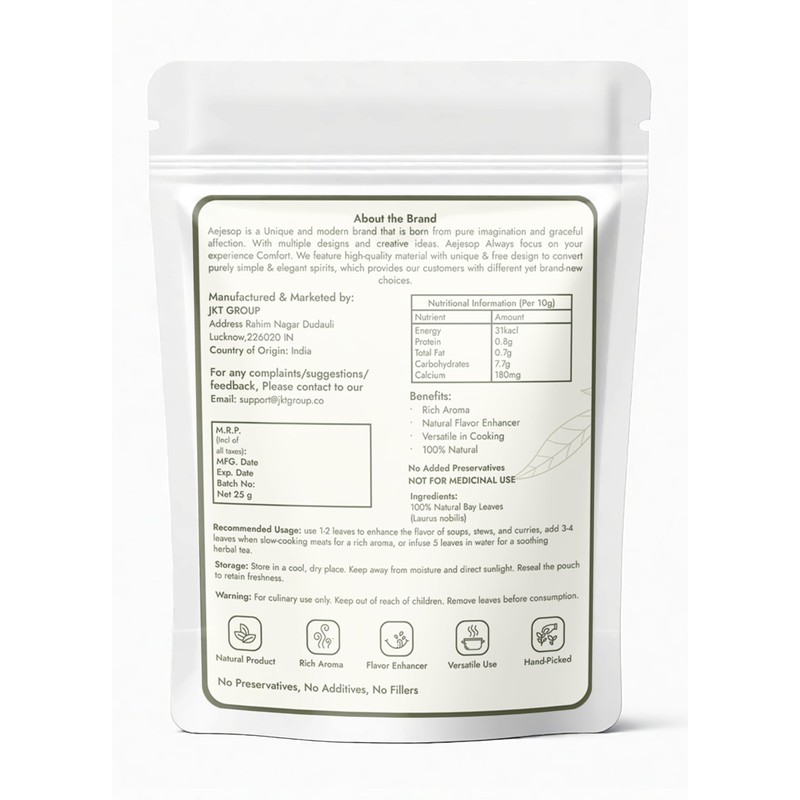AEJESOP Organic Bay Leaves, Tej Patta, Indian Spice, 1oz