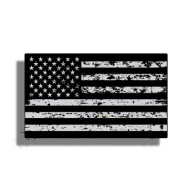 Real Sticky 3 x 5 Distressed Black Gray Grunge American Flag Sticker USA Car Decal Subdued