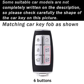 ontto Intelligent Key Fob Cover Keyless Entry Remote Case Stylish and Durable Key Housing Fit for Hyundai Genesis G70 GV70 G80 GV80 G90 GV90 2020-up Accessories Black