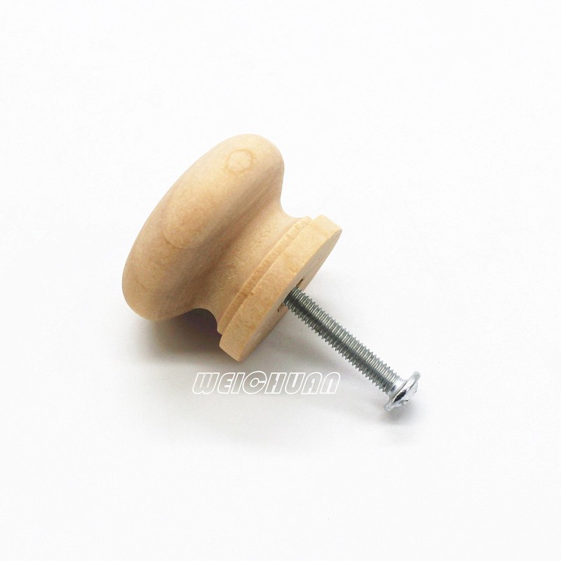 WEICHUAN 15PCS Round Wood Unfinished Cabinet Furniture Drawer Knobs Pulls