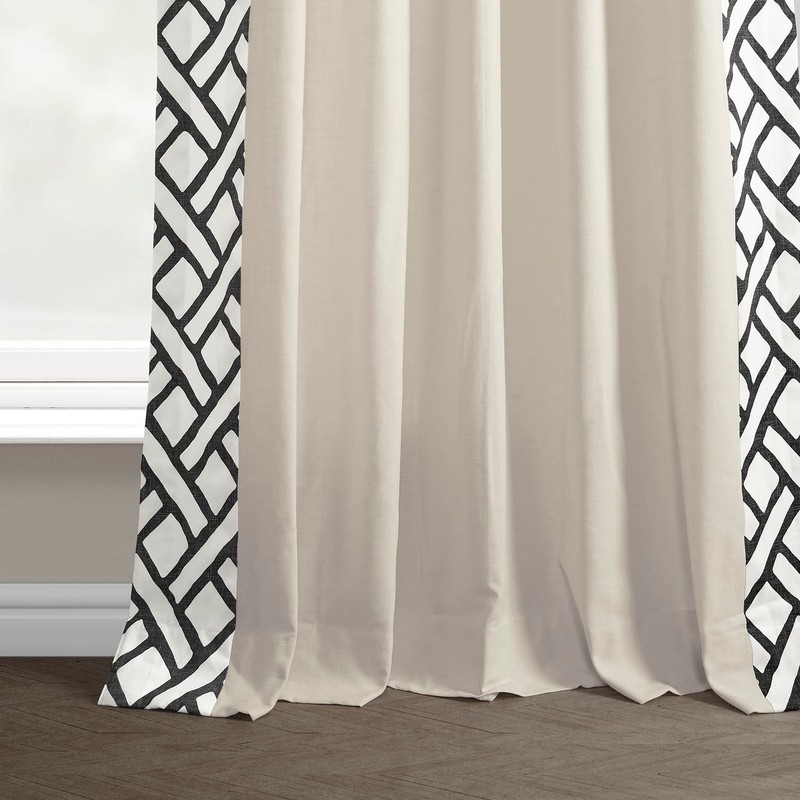HPD Half Price Drapes Bordered Solid Cotton Curtains for Bedroom