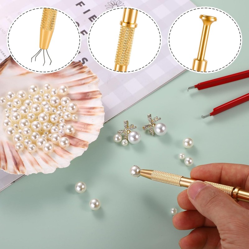 Stainless Steel Piercing Ball Grabber Tool, Pearl GrabberPickUpTool,4PcsJewelryPickupToolsPiercingClawToolwith U-ClipStrongReliablePiercingBallGrabberTool forPearlJewelrySmallParts,Colorful