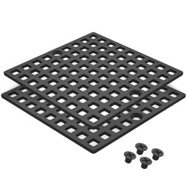 2PC 4" Matte Black Shower Drain Cover - Square Floor Drain Cover Replacement - Hair Catcher/Drain Strainer for Bathrooms, Showers, and Sinks - SUS304 Stainless Steel & CUPC Certified