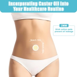 30 Pack Disposable PU Film Castor Oil Pack Wraps for Belly Button, Transparent Self-Adhesive Patches with Organic Cotton, Water-Resistant, Hypoallergenic, Anti-Leakage (No Oil Included)