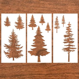 3 plantillas de árboles de pino, plantillas reutilizables para dibujo de pino para manualidades, manualidades y decoración del hogar