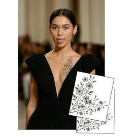 Black Flower Tattoo – Large 10x12cm Chest or Back Design – 2-Pack by Inkwear