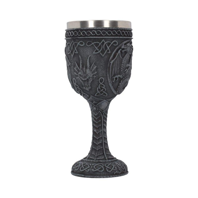 Nemesis Now Black Dragon Goblet, Resin with Stainless Steel Insert,