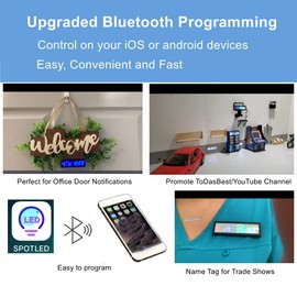 LED Name Tag, OUHL Upgraded Rechargeable LED Badge Scrolling Mini LED Display Cellphone Programmable Business Badges with Magnet/Pin (Red)