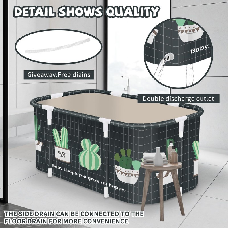 Portable Foldable Bathtub,Foldable Soaking Bathtub for Adults, Freestanding Bathtubs, Hot