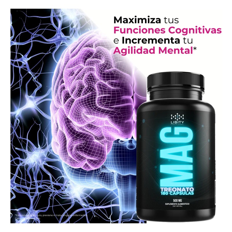 L- Treonato De Magnesio 100% Puro -180 Capsulas Sin Sabor