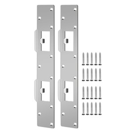 Double Holes Latch Reinforcement Plate Heavy Duty Security Latch Plate Security Striker Plates for Exterior Interior Door Deadbolt Fix Door Frame for 4.5 inch Hole Center (Silver-2Pcs)