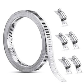 Hose Van 304 Stainless Steel Set Steel Belt Length 2M Bandwidth 12.6MM Freely Adjustable Hose Clamp for Cutting Stainless Steel Van Trailer Pipe Hose Tube (and 5 Clamps)