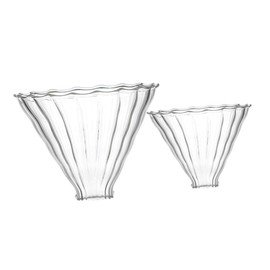 KOMBIUDA 2pcs Stripe Glass Coffee Filters Reusable Drippers with Tray Compact Stylish Home Coffee Funnel for Brewing The Go