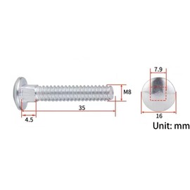 10 Pcs Cup Square Carriage Bolts, M8 x 35mm Stainless Steel Coach Screws, Coach Bolts for Wood, Drywall and Furniture
