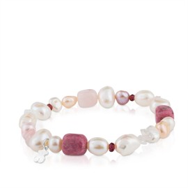 TOUS Chinese Freshwater Cultured Pearl Bracelet for Women, Chinese Freshwater Cultured Pearl Stretchy, Garnet