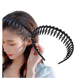 Herbeluemily HM-0094-R01-BK Headband with Comb, Bangs Clip, Men's, Women's, Skin Care, For Face Washing, Black