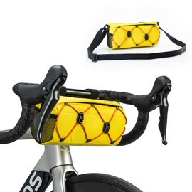 ROCKBROS Bicycle Handlebar Bag, Bicycle Bag for Front Handlebars, Bicycle Accessories for Mountain Bike and Road Bike, Shoulder Bag with Shoulder Strap, Yellow
