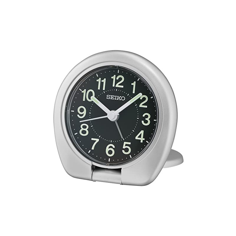 Seiko Sakai Travel Bedroom Alarm Clock, Metallic Silver