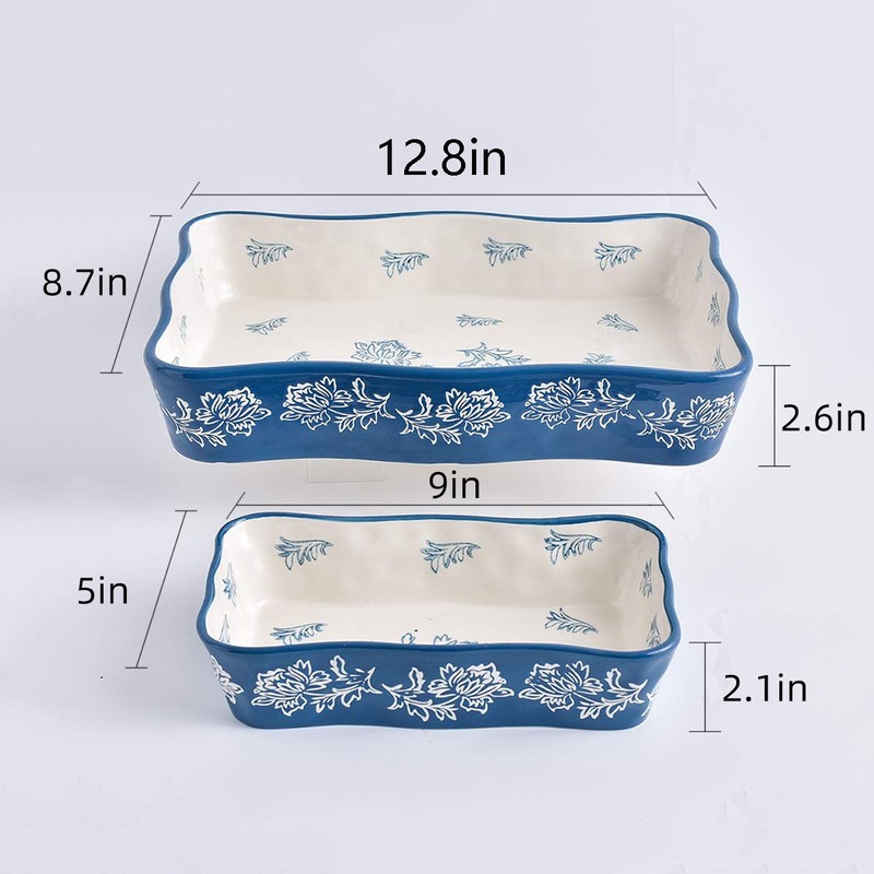Wisenvoy Baking Dish Ceramic Bakeware Sets Lasagna Pan 2-pcs Casserole