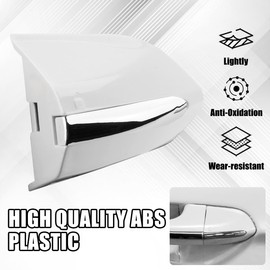 Jerbor Front Left Driver Exterior Door Handle Lock Bezel Cover Cap for Ford Fusion 2013-2020, Door Handle Cap for Edge 2015-2021 for DS7Z-54218A15-DC (White Chrome)