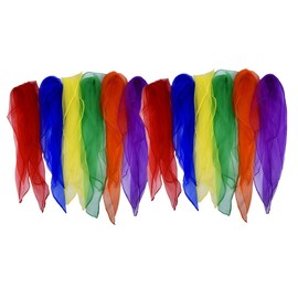 yueton 12pcs Colorful Hemmed Square Rhythm Band Scarves Juggling Dance Scarves