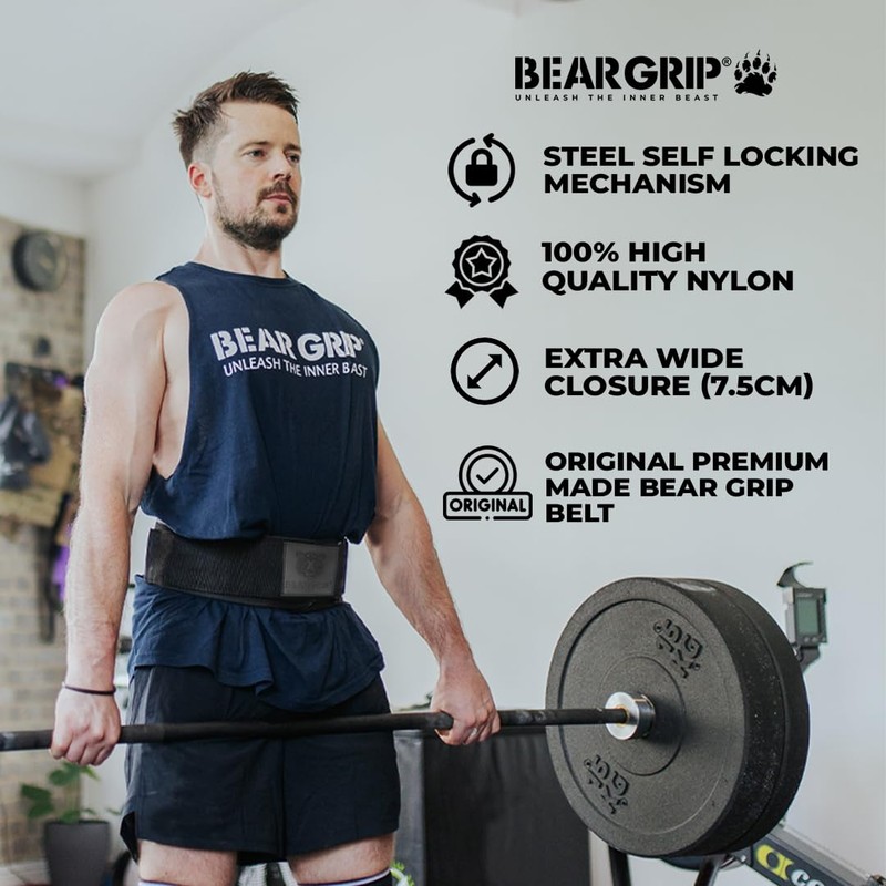 BEAR GRIP Weight Lifting Belt Premium Crossfit & Powerlifting Belt