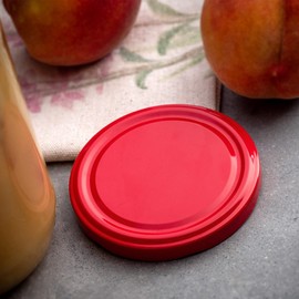 KADAX Screw Cap fi43 mm, Twist-Off Metal Lid Set, Fits 40ml Jars, Replacement Lids with 4 Locking Teeth, Lids for Jars, Bottles and Mason Jars (Pack of 10, Red)