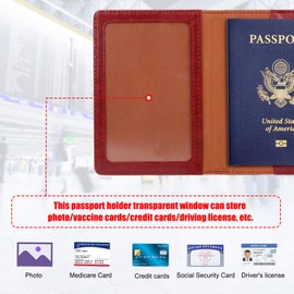 TIGARI Passport Holder for Travel, Slim Passport Cover for Women Men, Leather Passport Case Protector with Waterproof Slot, Family Vacation Plane Cruise Travel Essentials