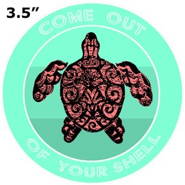Athena Brands Tribal Turtle Come Out of Your Shell - Car Truck Window Bumper Sticker Decal - Sea Grass Green