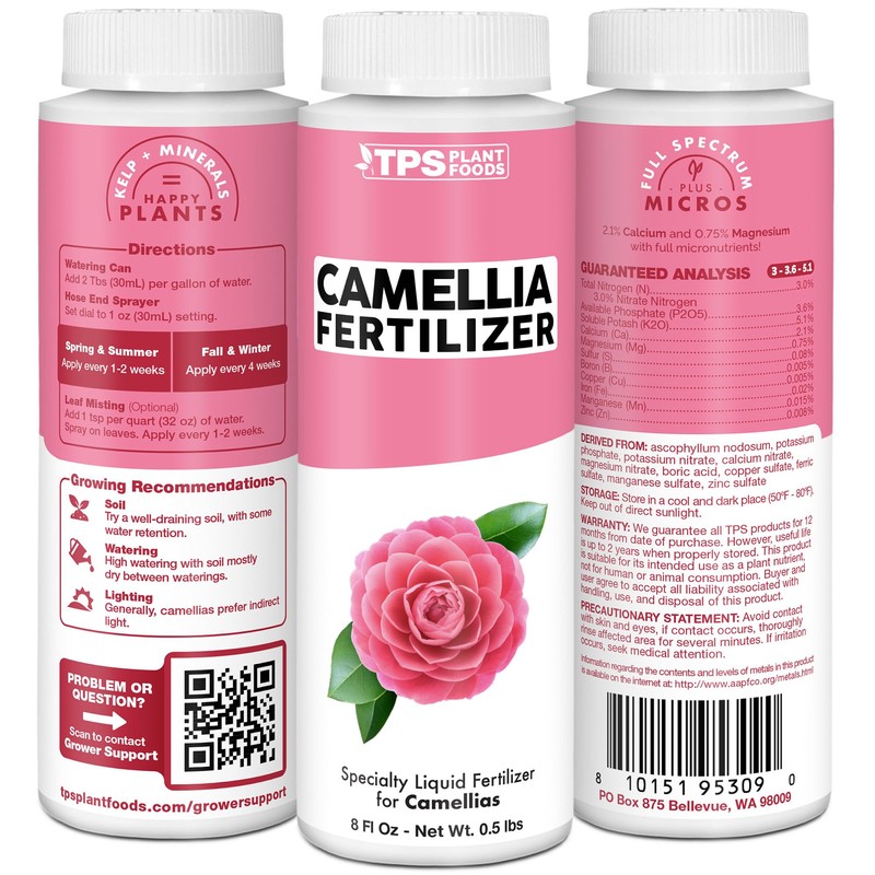 Camellia Fertilizer, Complete Liquid Camellia Plant Food, 8 oz (250mL)