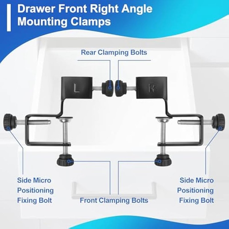 Aswalling 2Pcs Drawer Front Mounting Clips,Cabinet Drawer Installation Clamps Hardware