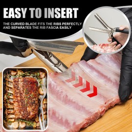 Rib Membrane Removal Tool – 304 Stainless Steel Pork Peeler & Meat Fat Trimmer for Beef, Pork & Ribs, Full-Rubber Non-Slip Grip with Nitrile Gloves, Tweezers & Storage Case