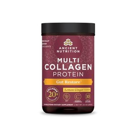 Ancient Nutrition Proteína De Colágeno En Polvo, Proteína De Colágeno Múltiple Para Restaurar El Intestino, Limón Y Jengibre, Vinagre De Sidra De Manzana, Vitamina C, Péptidos De Colágeno Hidrolizados