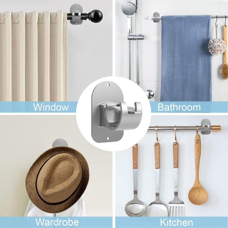 No Drill Curtain Rod Holder Hangers - Self Adhesive Hook