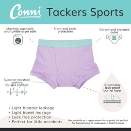 Conni Kids Tackers Sport Washable Pull Up Boxer Pants for Potty Training and Youth Incontinence, Bubblegum, size 8-10