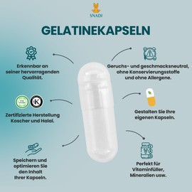 Gelatin Capsule Size 00 Pack of 1000 Empty Capsules White Capsules Packed in 100% Biodegradable Bags