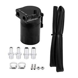 KIMISS Car Oil Catch Can Kit, Kit de tanque de respiración de depósito de aceite de motor de coche de aluminio universal(negro)