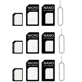 4 in 1 Nano SIM Card Adapter, 3 Set Nano SIM Adapter, SIM Card Adapter with SIM Eject Pin, Compatible with Smartphone
