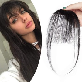Clip in Fringe Bangs 100% Human Hair Extensions #1 Jet Black (3g)