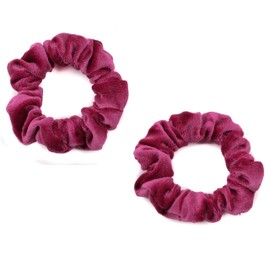 Mytoptrendz® 2 Pcs -Small Scrunchies Skinny Soft Velvet Hair Ties for Women Girls Ponytail Holder Thin Hair Accessories (Burgundy)