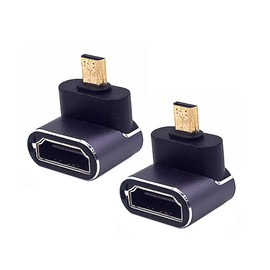 Kework 2 Pack8K UHD Micro HDMI Adapter, 48Gbps 3D Micro HDMI 2.1 Version Converter, Down Angle Micro HDMI 2.1 Male to HDMI 2.1 Female Extension Adapter Extender Connector Coupler Support 8K@60Hz