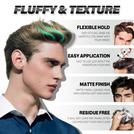 Volume Powder for Men,Texture Powder,Hair Styling Powder, Instantly Adds Volume & Matte Texture, Long-lasting Hold, Easy to Apply with No Oil or Greasy Residue for Natural Look