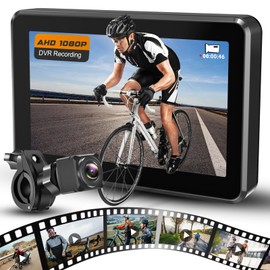 ATOVANKA Bike Rear View Camera Recorder,4.3'' HD 1080P Monitor Bicycle Rear View Camera,5000Mah,64G TF Card, Mirror Switching,Color Night Vision,Cycling Backup Camera for E-Bike,Mountain, Road Bike