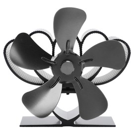 Heat Powered Stove Fan Aluminum Alloy Low Noise Sustainable Wood Stove Fan for Log Fireplace Black