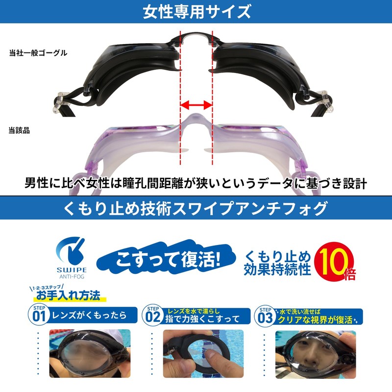 View BR V820SA FRAU Women's SWIPE ANTI-FOG Swimming Goggles