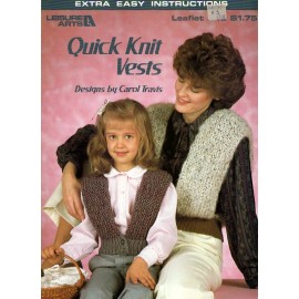 Leisure Arts Extra Easy Quick Knit Vests by Carol Travis Cardigan Pattern Leaflet 346 NOS