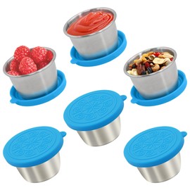 Qukaka 6x2.7 Oz Salad Dressing Container to Go,Handy Leakproof Stainless Steel Meal Prep Containers Reusable,Sauce Containers for Lunch Box, Picnics, Travel, Office and Kitchen Storage
